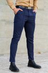 Μπλε ανδρικό slim fit chino παντελόνι με κάθετη γραμμή / 7020BL